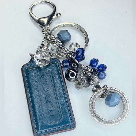 Coach Handbags - Coach Hangtag on Handmade Keychain Blue Leather
